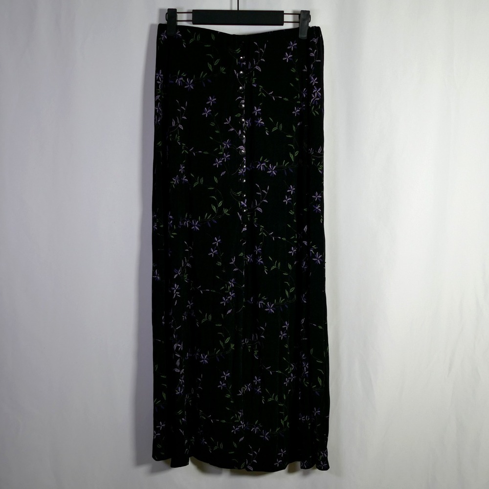 VTG Briggs New York Y2K Fairy Grunge Maxi Skirt Size M Floral Buttons Whimsigoth